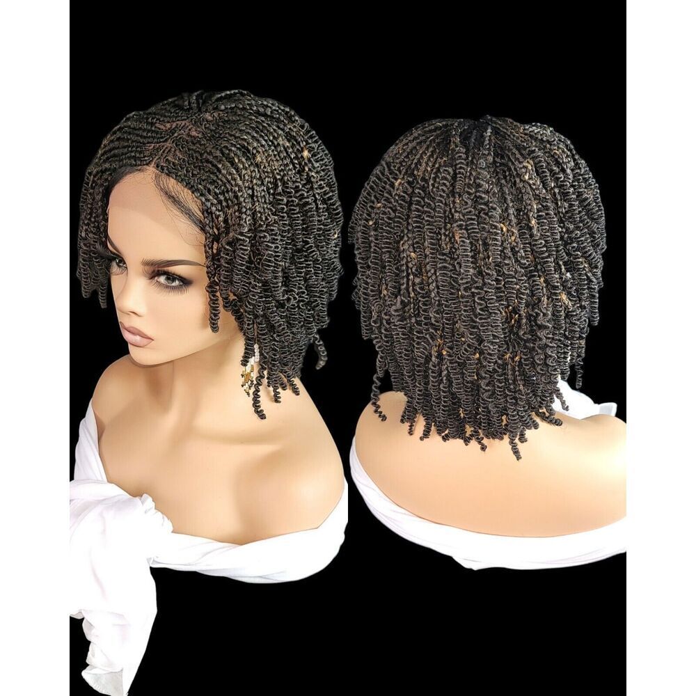 Braided Wig Handmade Micro Millions Braids, Short Kinky Twists, NWT, Short